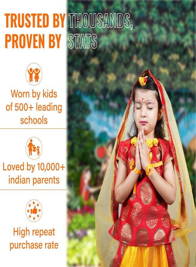Sarvda Shree Krishna Dress for Kids for Baby Boy Radha Dress for Girls with Accessories Dhoti, Dupatta, Mukut Flute Complete set - Image 4